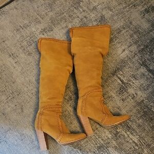 Women's Tan Suede Knee-High Boots